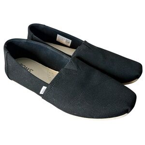 TOMS Black Alpargata Slip On Flats Canvas Classic Summer Vacation Size 8